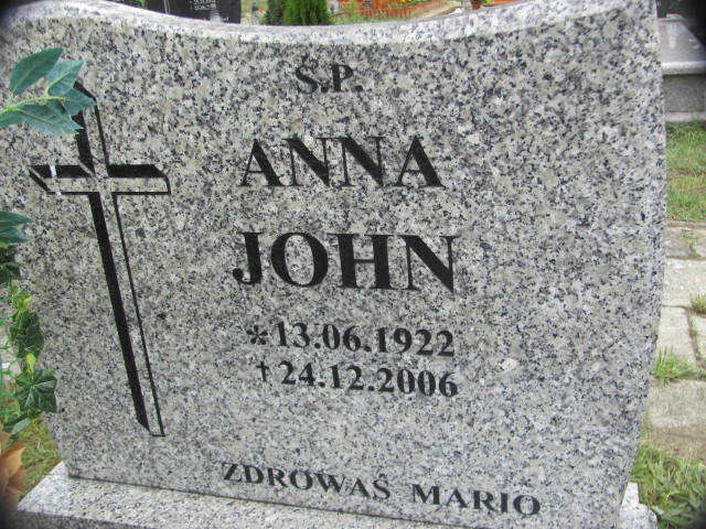 Anna John 1922 Twardogóra - Grobonet - Wyszukiwarka osób pochowanych