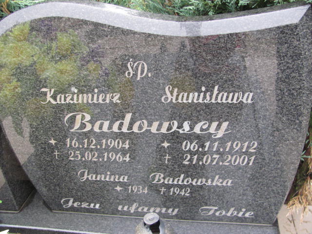 Janina Badowska 1934 Twardogóra - Grobonet - Wyszukiwarka osób pochowanych