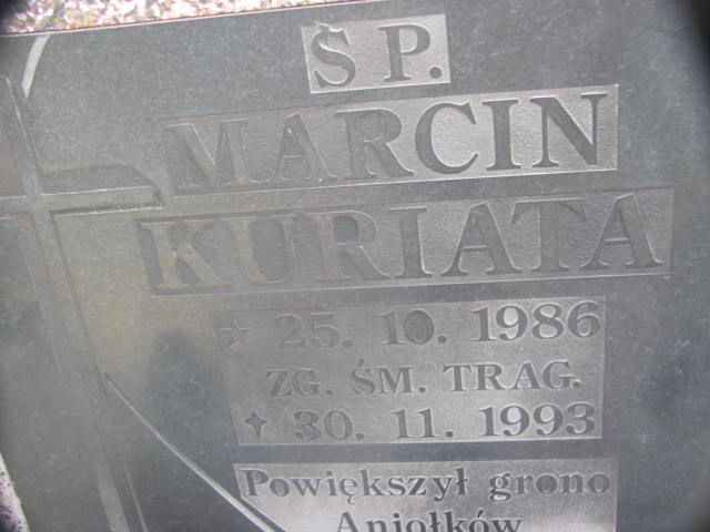 Marcin Kuriata 1986 Twardogóra - Grobonet - Wyszukiwarka osób pochowanych